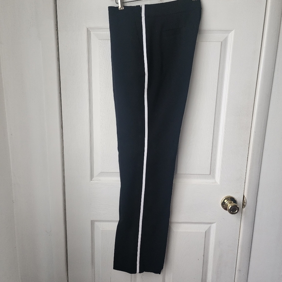 Loft Black with White Stripe Dress Marisa Trouser Pants - Picture 3 of 10